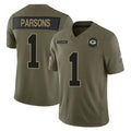 Ndoa GB.Packers #1 Micah Parsons Player Olive 2025 Salute To Service Limited Home Game Stitched Jerseys