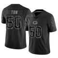 Ndoa GB.Packers #50 Zach Tom Player Black Reflective Limited Home Game Stitched Jerseys