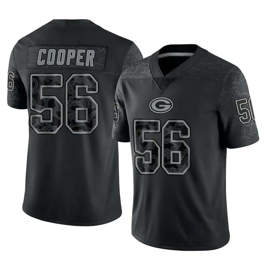 Ndoa GB.Packers #56 Edgerrin Cooper Player Black Reflective Limited Home Game Stitched Jerseys