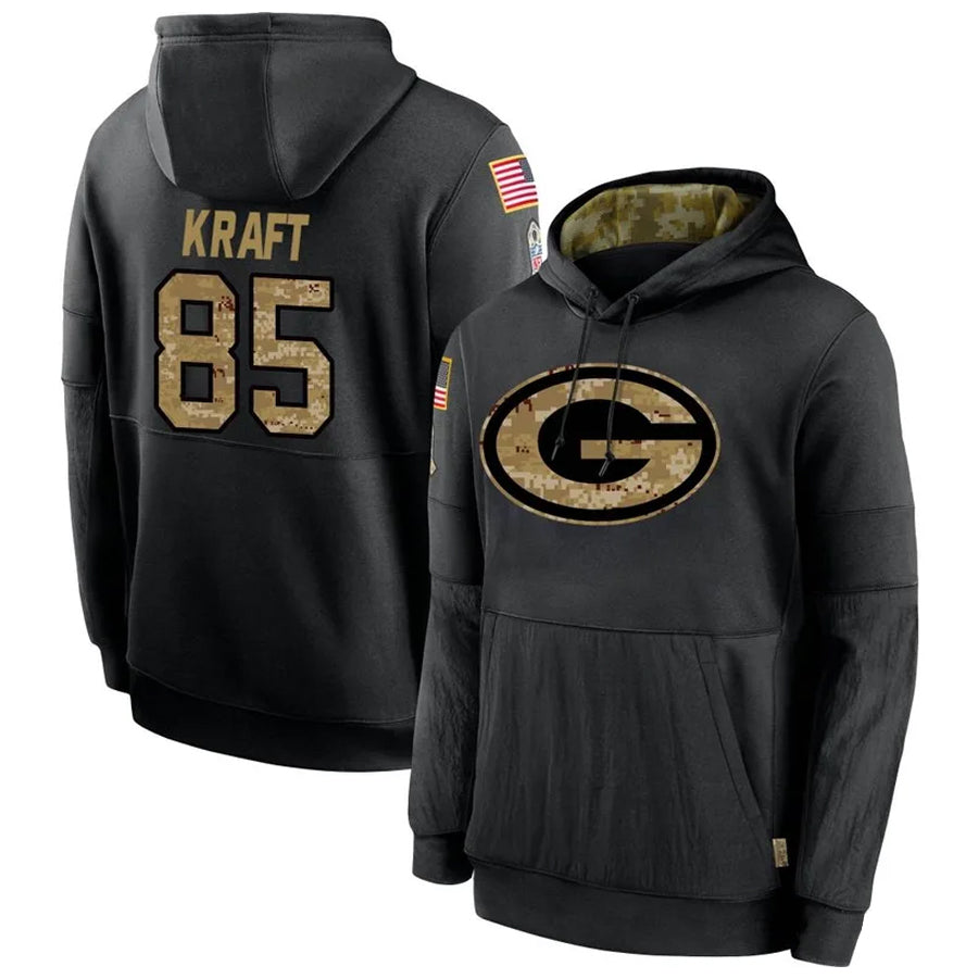 Ndoa GB.Packers #85 Tucker Kraft Player Black Salute To Service Hoodies Game Stitched Jerseys