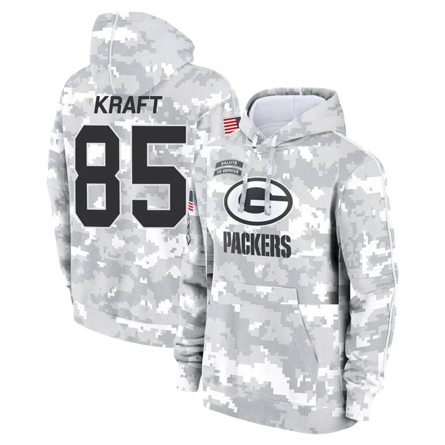 Ndoa GB.Packers #85 Tucker Kraft Player Camo Salute To Service Hoodies Game Stitched Jerseys