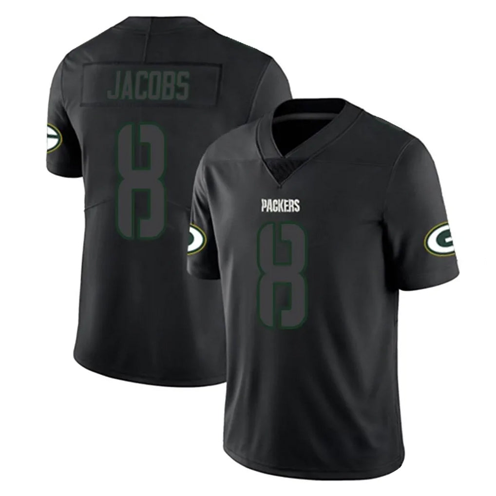 Ndoa GB.Packers #8 Josh Jacobs Player Black Impact Limited Home Game Stitched Jerseys