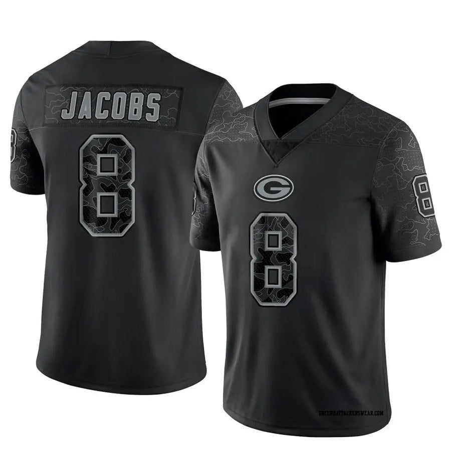 Ndoa GB.Packers #8 Josh Jacobs Player Black RFLCTV Limited Stitched Jerseys