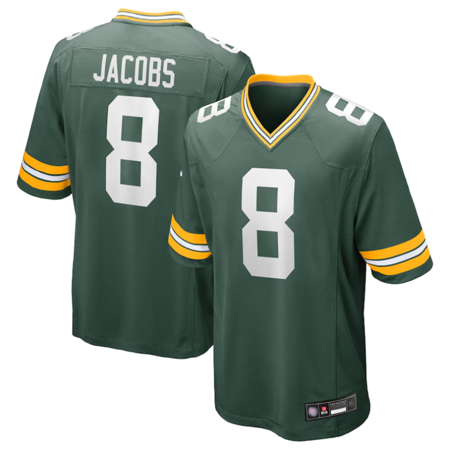 Ndoa GB.Packers #8 Josh Jacobs Player Green Replica Game Stitched Jerseys