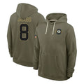 Ndoa GB.Packers #8 Josh Jacobs Player Olive Salute to Service Pullover Hoodies Limited Stitched Jerseys
