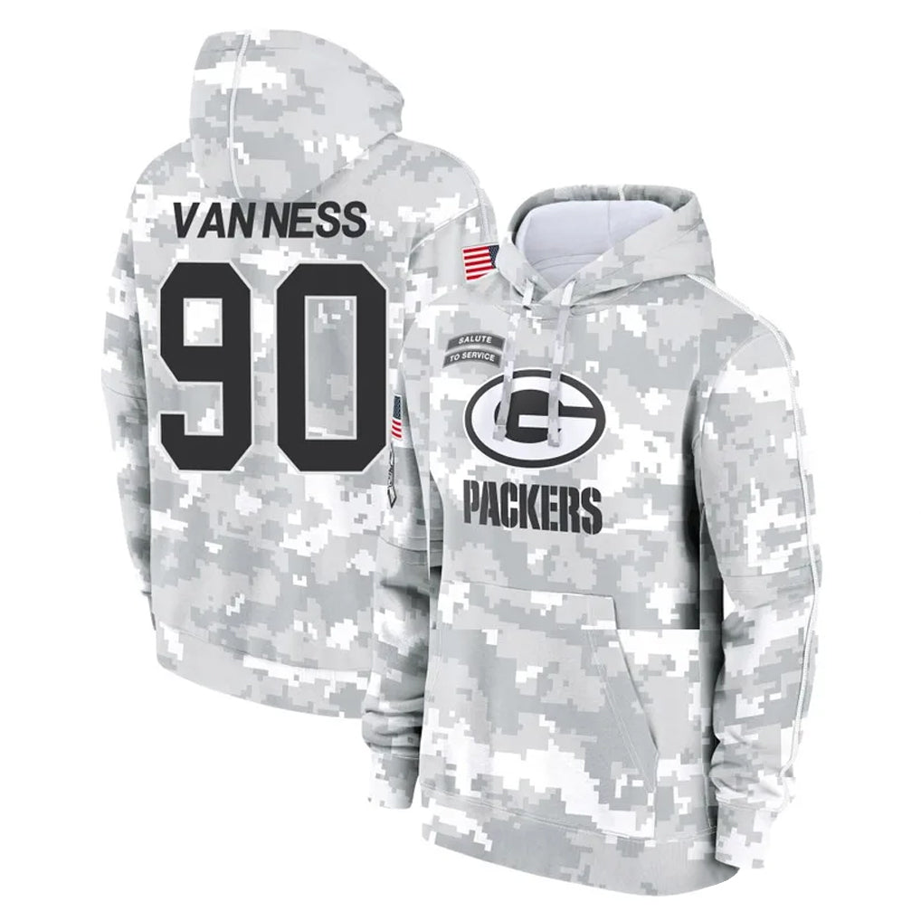 Ndoa GB.Packers #90 Lukas Van Ness Player Arctic Camo Salute to Service Hoodies Limited Game Stitched Jerseys