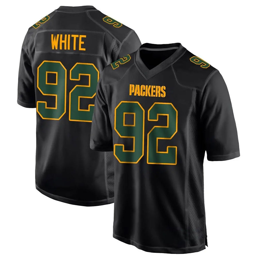 Ndoa GB.Packers #92 Reggie White Player Black Fashion Game Stitched Jerseys