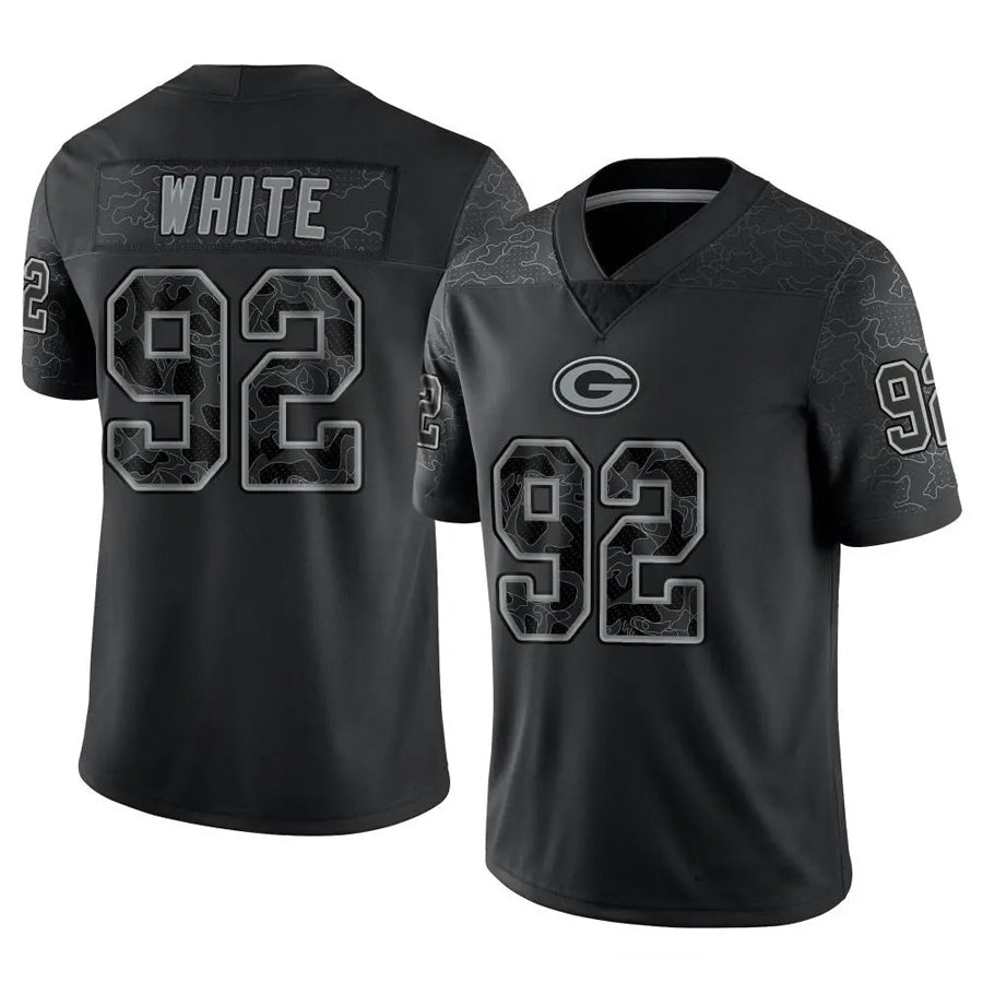 Ndoa GB.Packers #92 Reggie White Player Black REFLECTIVE Limited Stitched Jerseys