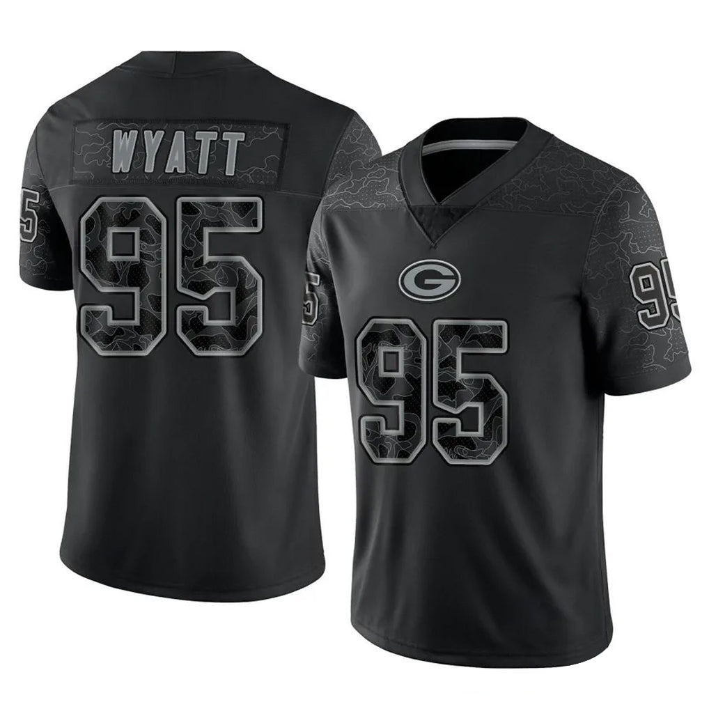 Ndoa GB.Packers #95 Devonte Wyatt Player Black Reflective Limited Home Game Stitched Jerseys