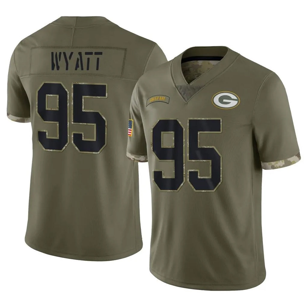 Ndoa GB.Packers #95 Devonte Wyatt Player Olive Salute To Service Limited Stitched Jerseys