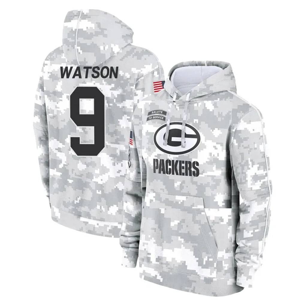 Ndoa GB.Packers #9 Christian Watson Player Arctic Camo Salute to Service Hoodies Limited Game Stitched Jerseys