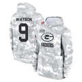 Ndoa GB.Packers #9 Christian Watson Player Arctic Camo Salute to Service Hoodies Limited Game Stitched Jerseys