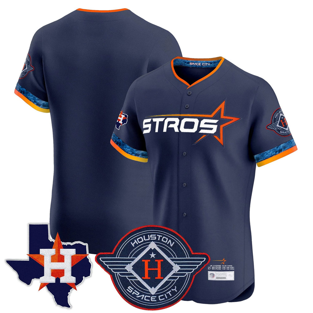 Ndoa H.Astros Navy City Connect Texas Patch Vapor Premier Blank Player Limited Elite Home Stitched Jerseys