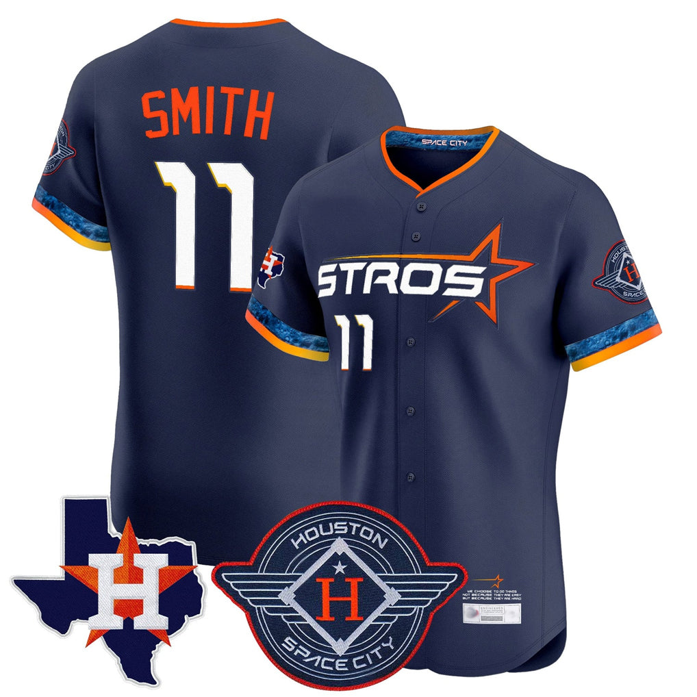 Ndoa H.Astros #11 Cam Smith Player Navy City Connect Texas Patch Vapor Premier Limited Elite Home Stitched Jerseys
