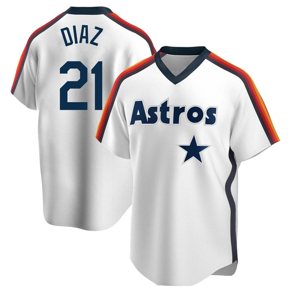 Ndoa H.Astros #21 Yainer Diaz Player White Cooperstown Collection T-shirt Stitched Jerseys