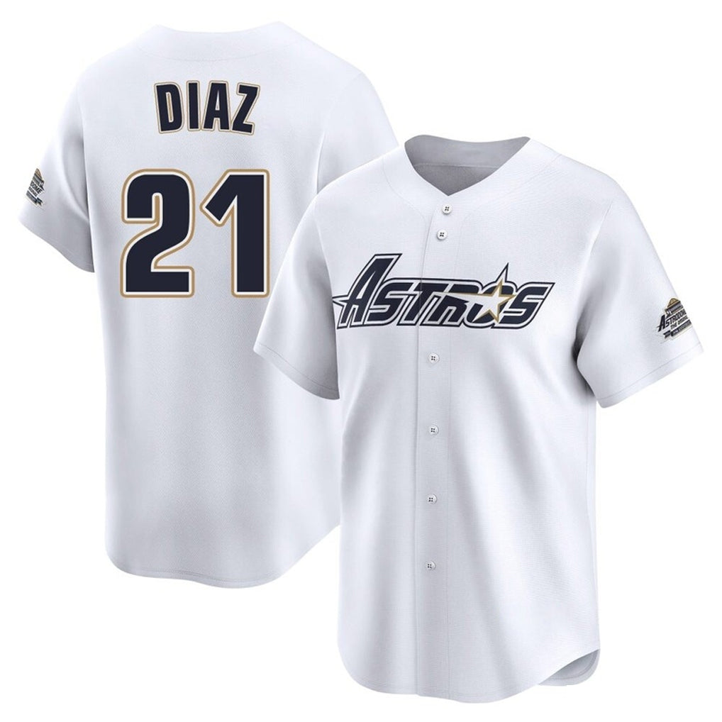 Ndoa H.Astros #21 Yainer Diaz Player White Throwback Cooperstown Collection Limited Stitched Jerseys