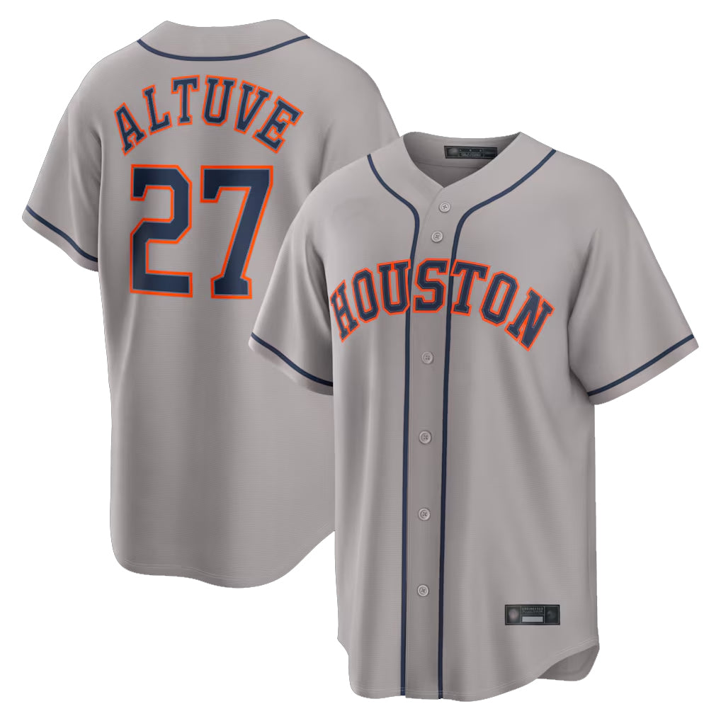 Ndoa H.Astros #27 Jose Altuve Player Gray Home Game Stitched Jerseys