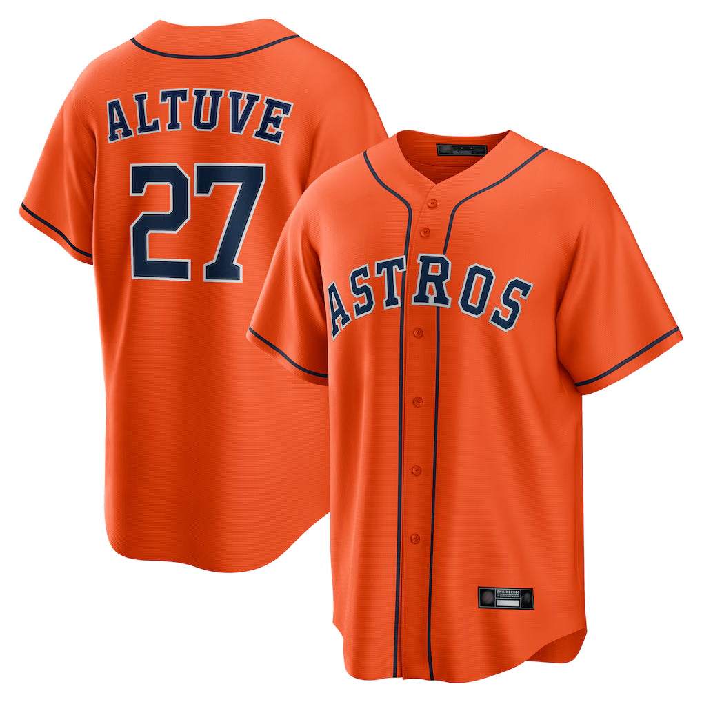 Ndoa H.Astros #27 Jose Altuve Player Orange Home Game Stitched Jerseys
