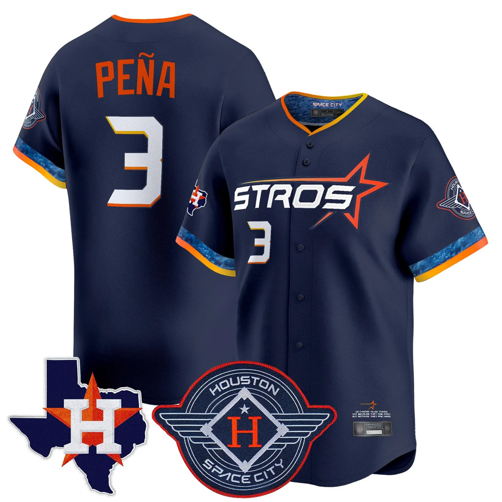 Ndoa H.Astros #3 Jeremy Pe?a Player Navy City Connect Texas Patch Vapor Premier Limited Home Stitched Jerseys