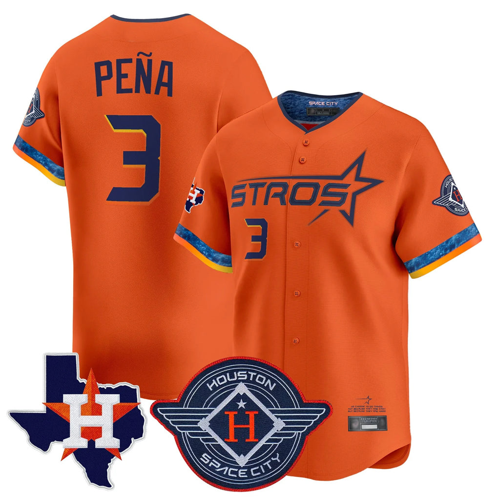 Ndoa H.Astros #3 Jeremy Pe?a Player Orange City Connect Texas Patch Vapor Premier Limited Home Stitched Jerseys