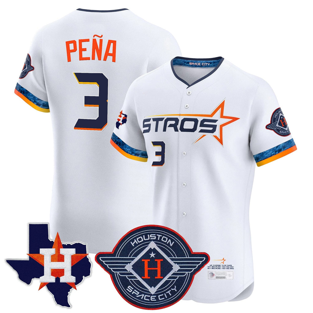 Ndoa H.Astros #3 Jeremy Pe?a Player White City Connect Texas Patch Vapor Premier Limited Elite Home Stitched Jerseys