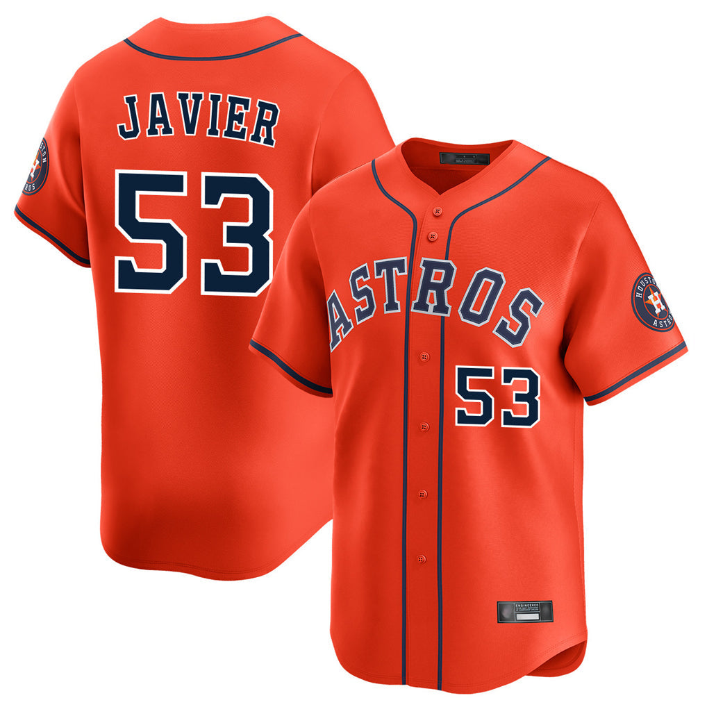 Ndoa H.Astros #53 Cristian Javier Player Orange Home Limited Stitched Jerseys
