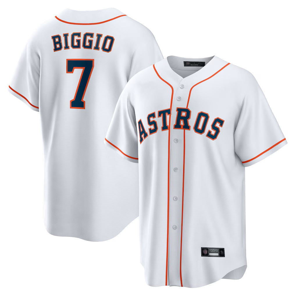 Ndoa H.Astros #7 Craig Biggio Player White Home Game Stitched Jerseys
