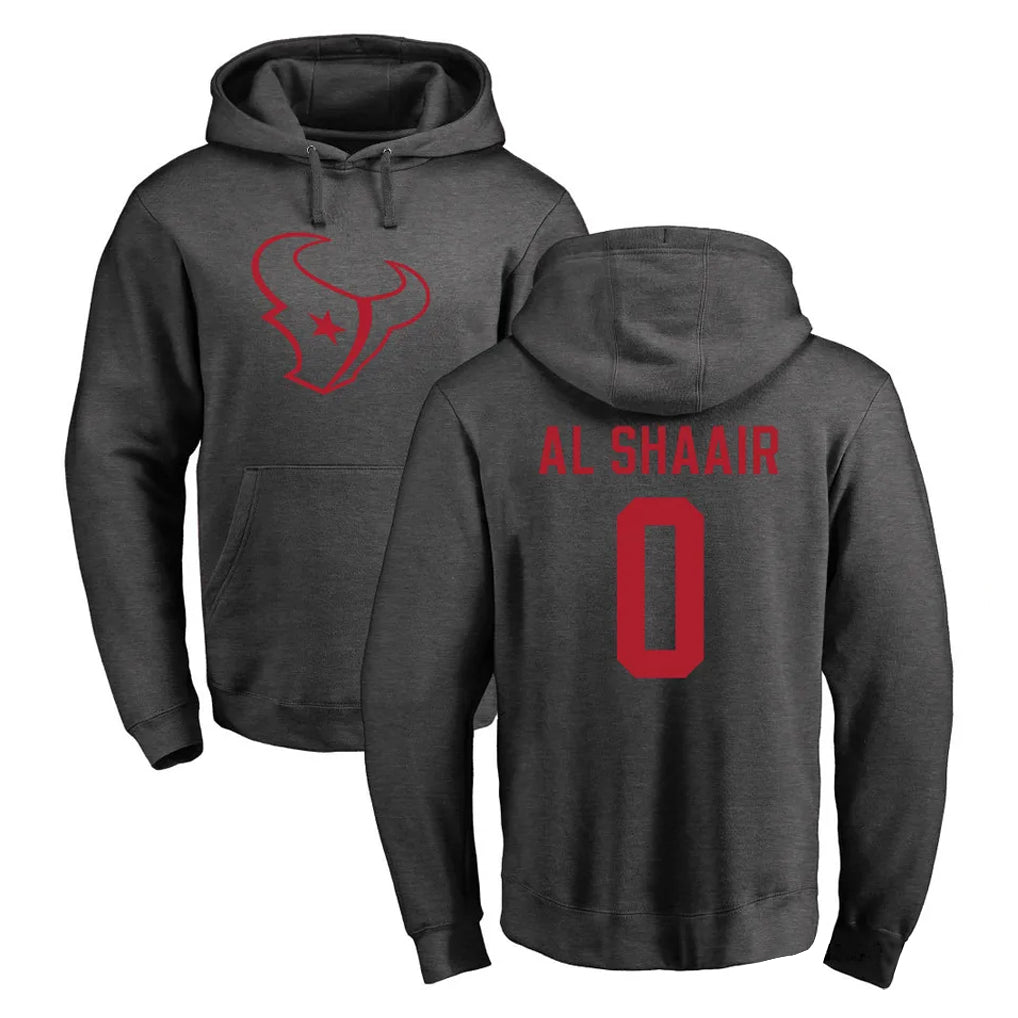 Ndoa H.Texans #0 Azeez Al-Shaair Player Gray Pro Line Pullover Hoodie Limited Game Stitched Jerseys