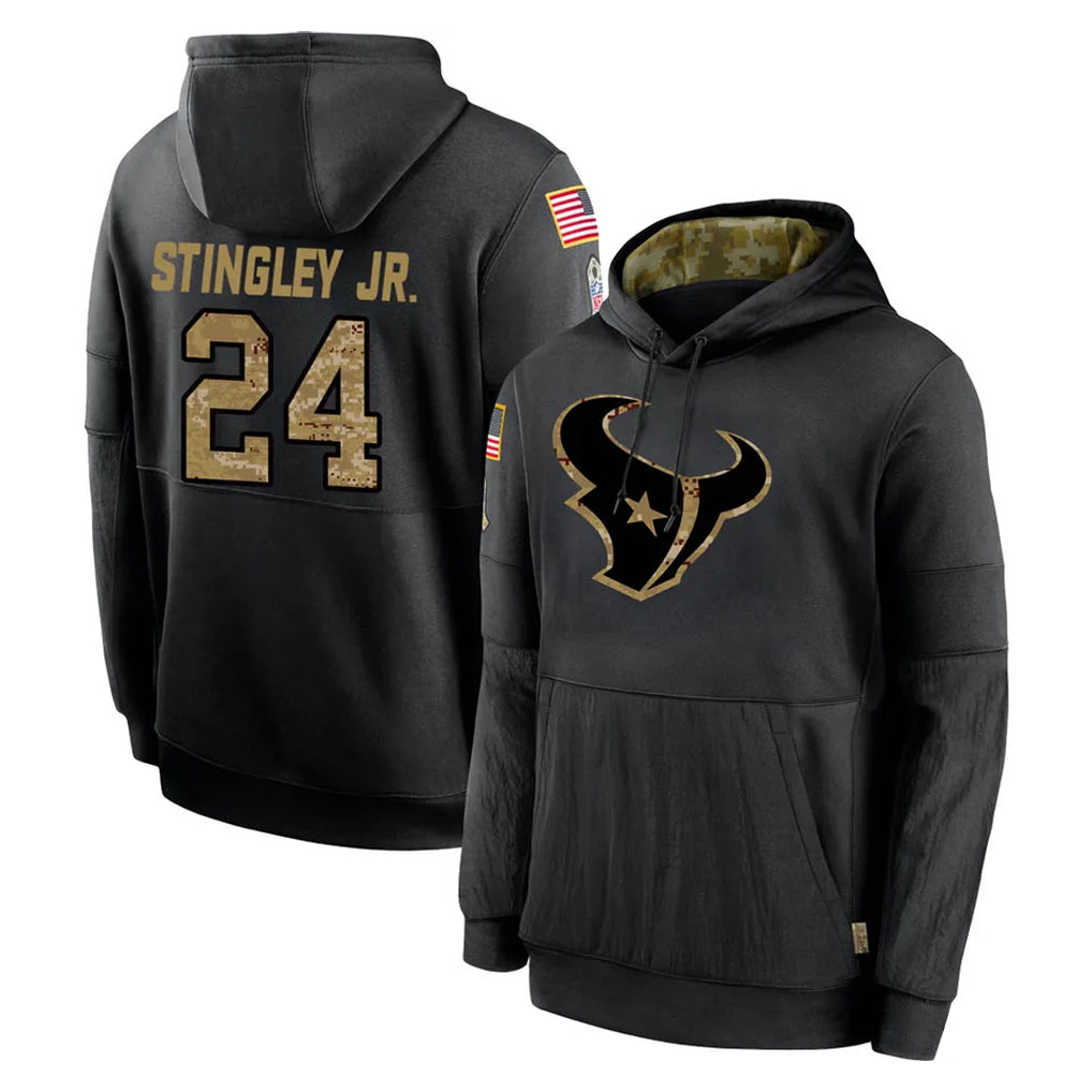 Ndoa H.Texans #24 Derek Stingley Jr. Player Black Salute to Service Hoodies Limited Game Stitched Jerseys
