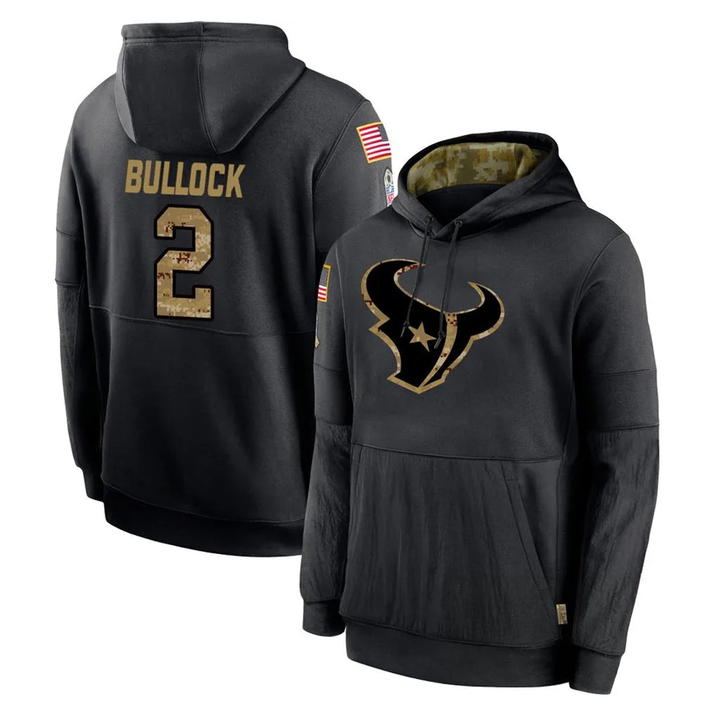 Ndoa H.Texans #2 Calen Bullock Player Black Salute to Service Hoodies Limited Game Stitched Jerseys