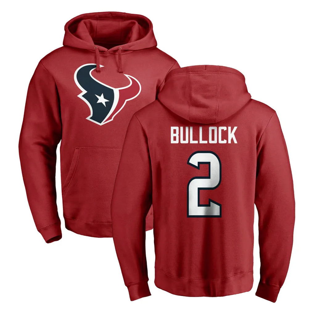 Ndoa H.Texans #2 Calen Bullock Player Red Pro Line Pullover Hoodie Limited Game Stitched Jerseys