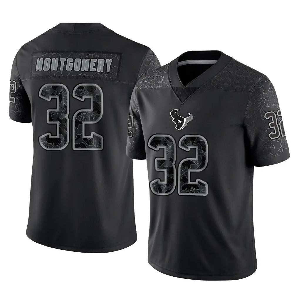 Ndoa H.Texans #32 David Montgomery Player Black Reflective Limited Game Stitched Jerseys