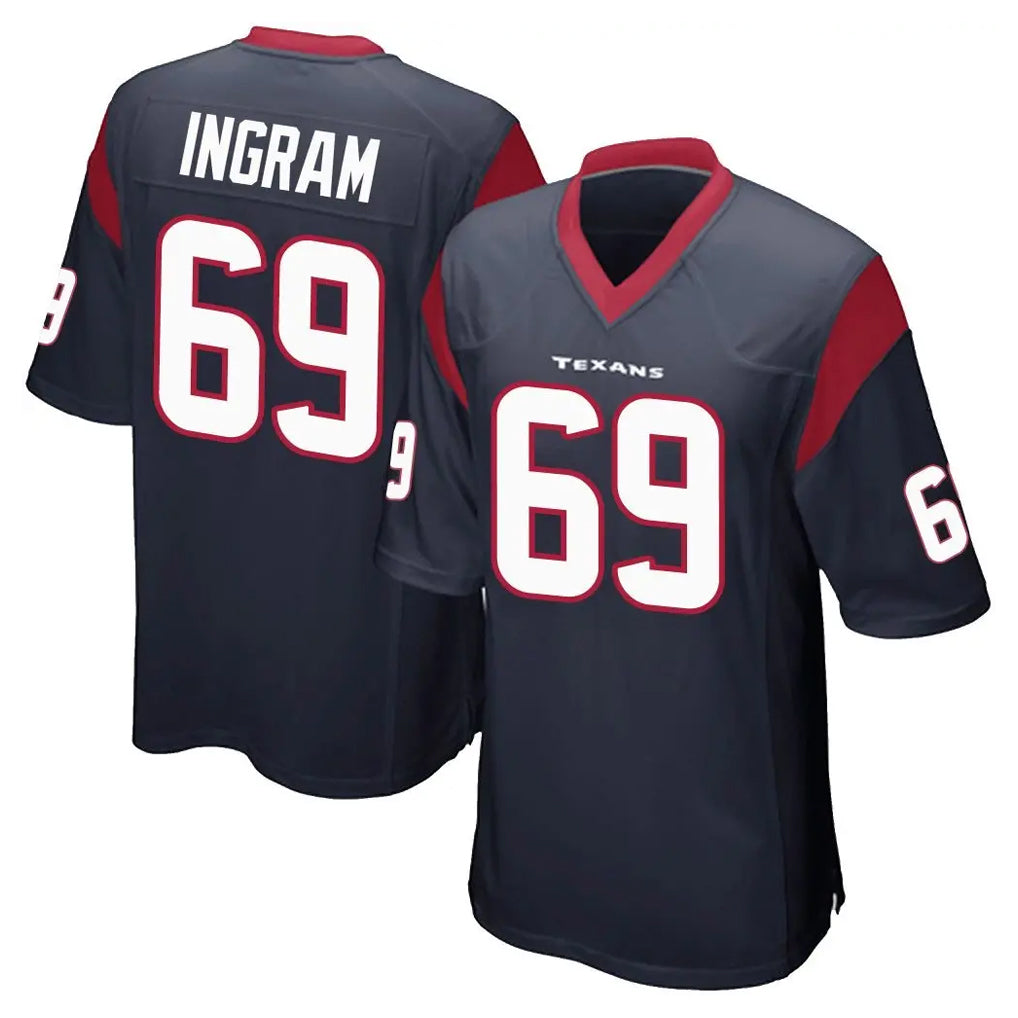 Ndoa H.Texans #69 Ed Ingram Player Navy Home Game Stitched Jerseys