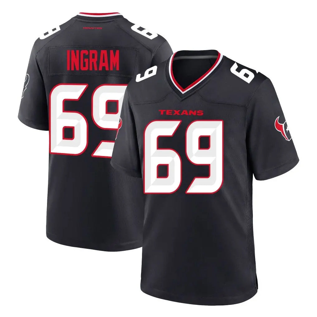 Ndoa H.Texans #69 Ed Ingram Player Navy Team Home Game Stitched Jerseys