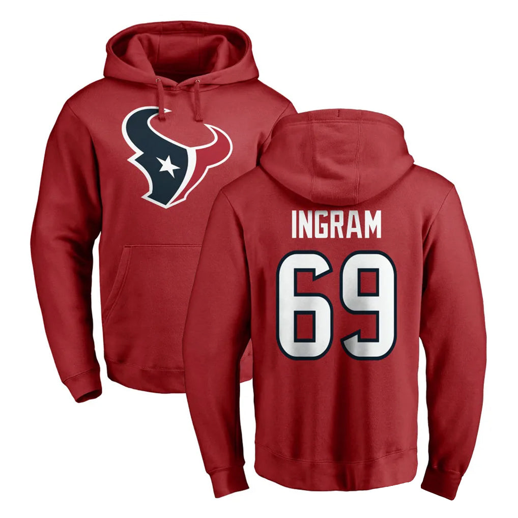 Ndoa H.Texans #69 Ed Ingram Player Red Pro Line Pullover Hoodie Limited Game Stitched Jerseys