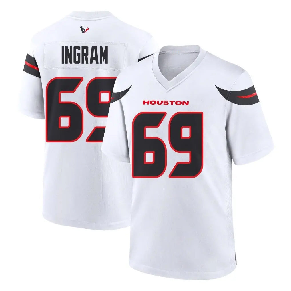 Ndoa H.Texans #69 Ed Ingram Player White Home Game Stitched Jerseys