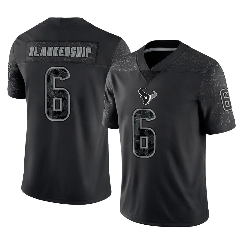 Ndoa H.Texans #6 Reed Blankenship Player Black Reflective Limited Game Stitched Jerseys
