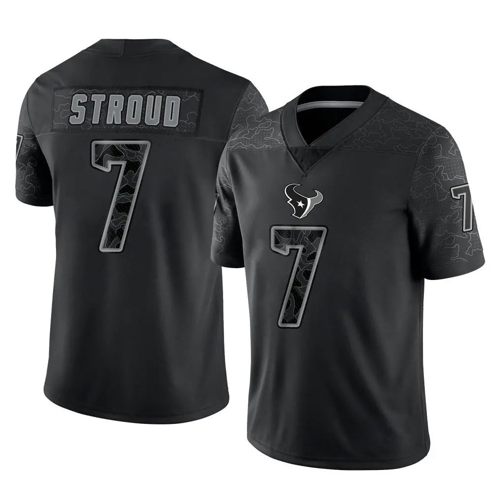 Ndoa H.Texans #7 CJ Stroud Player Black Reflective Limited Game Stitched Jerseys