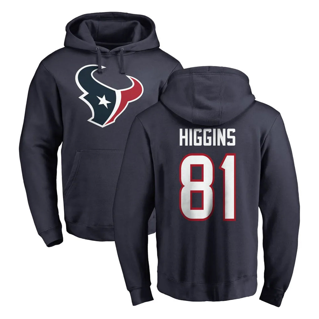 Ndoa H.Texans #81 Jayden Higgins Player Navy Pro Line Pullover Hoodie Limited Game Stitched Jerseys