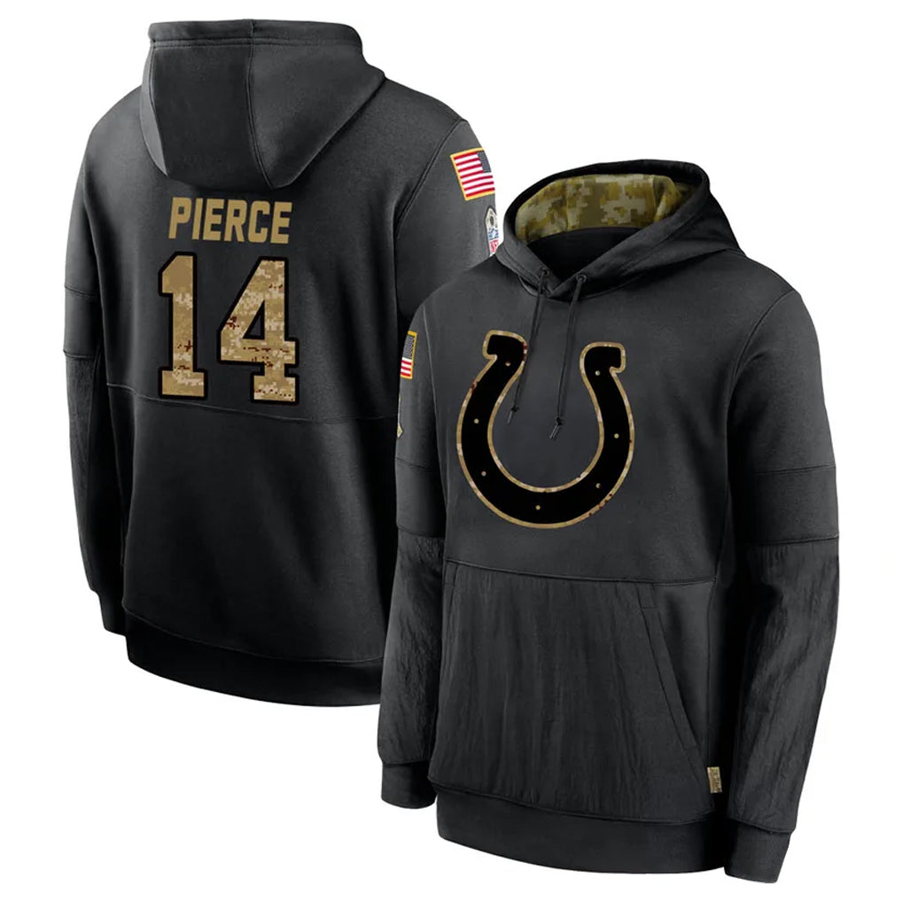 Ndoa IN.Colts #14 Alec Pierce Player Black Salute to Service Hoodies Limited Game Stitched Jerseys