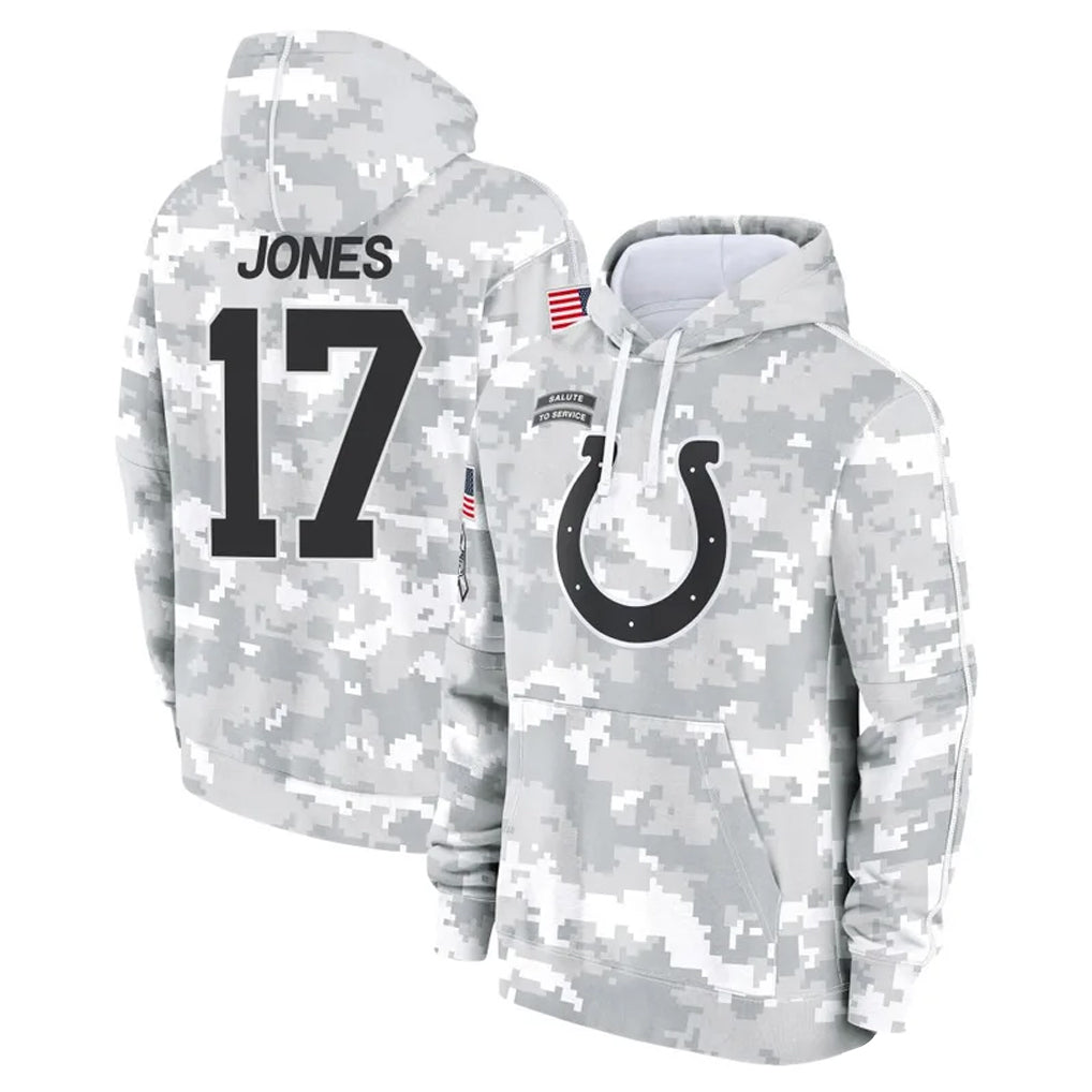 Ndoa IN.Colts #17 Daniel Jones Player Arctic Camo Salute to Service Hoodies Limited Game Stitched Jerseys
