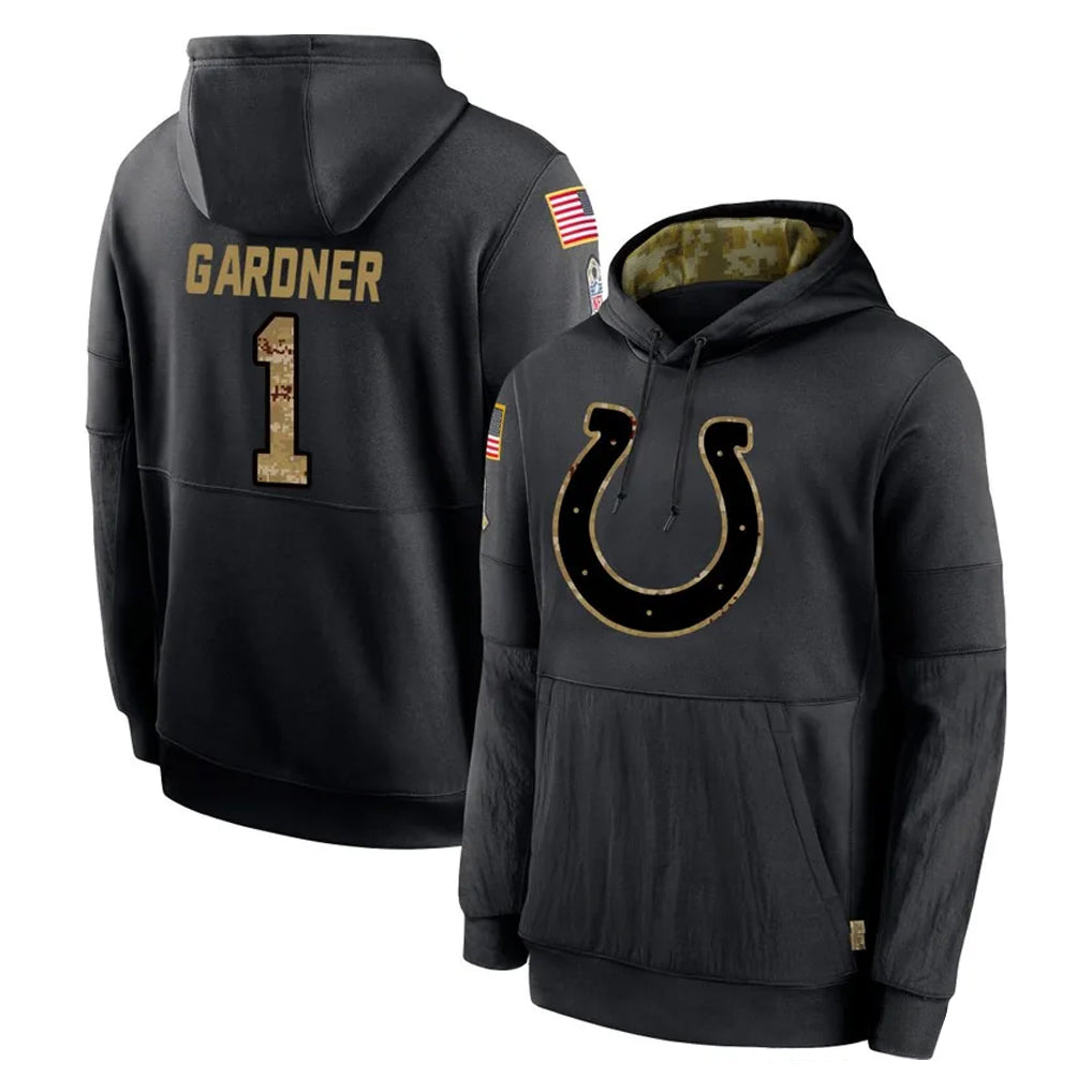 Ndoa IN.Colts #1 Sauce Gardner Player Black Salute to Service Hoodies Limited Game Stitched Jerseys