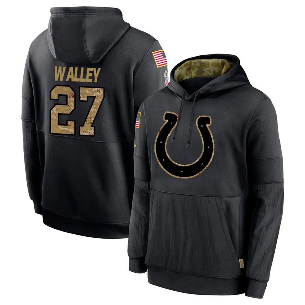 Ndoa IN.Colts #27 Justin Walley Player Black Salute to Service Hoodies Limited Game Stitched Jerseys