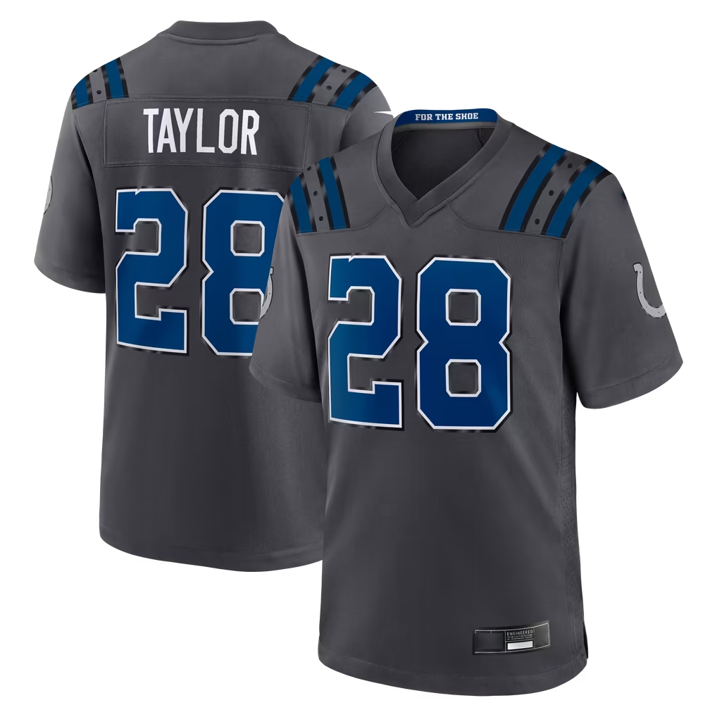 Ndoa IN.Colts #28 Jonathan Taylor Anthracite 2026 Rivalries Collection Game Stitched Jerseys