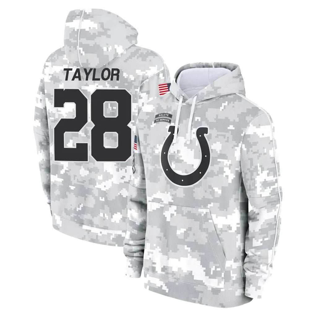 Ndoa IN.Colts #28 Jonathan Taylor Player Arctic Camo Salute to Service Hoodies Limited Game Stitched Jerseys
