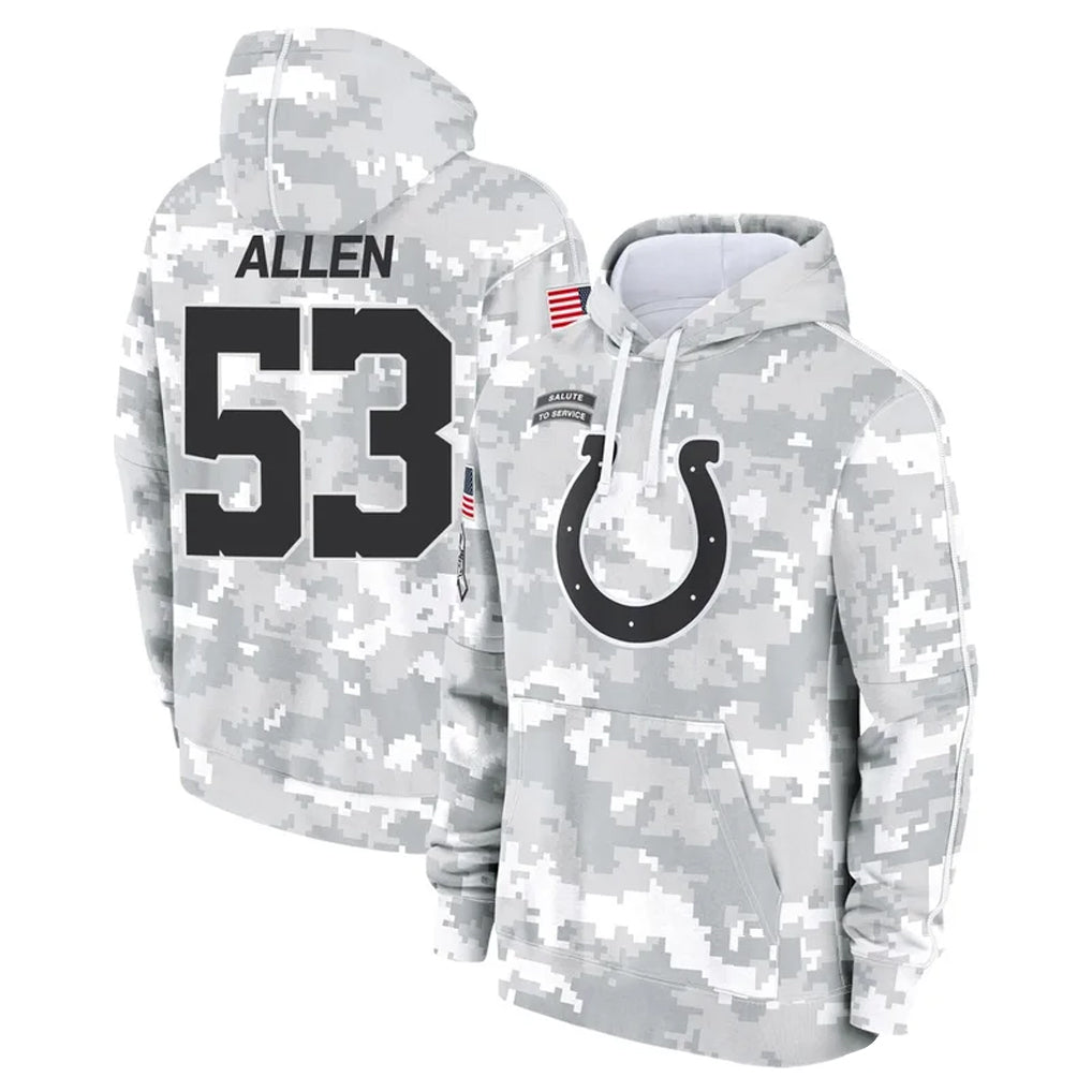 Ndoa IN.Colts #53 CJ Allen Player Arctic Camo Salute to Service Hoodies Limited Game Stitched Jerseys