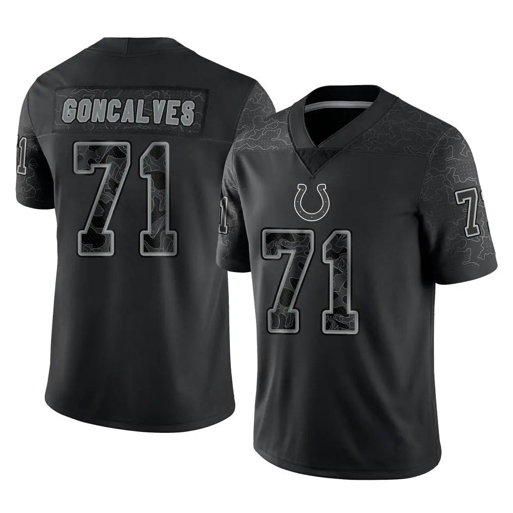 Ndoa IN.Colts #71 Matt Goncalves Player Black Reflective Limited Game Stitched Jerseys