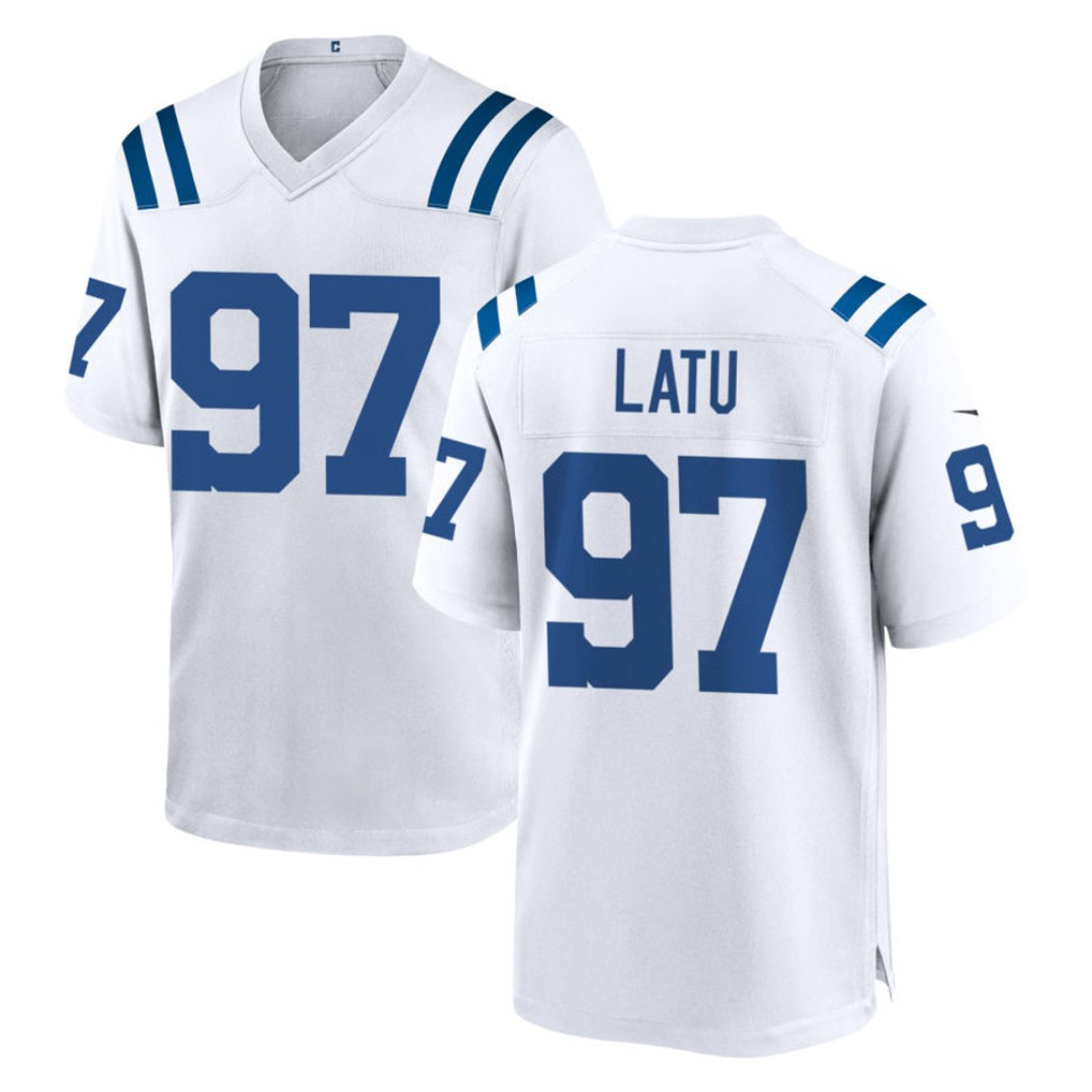 Ndoa IN.Colts #97 Laiatu Latu Player White Home Game Stitched Jerseys