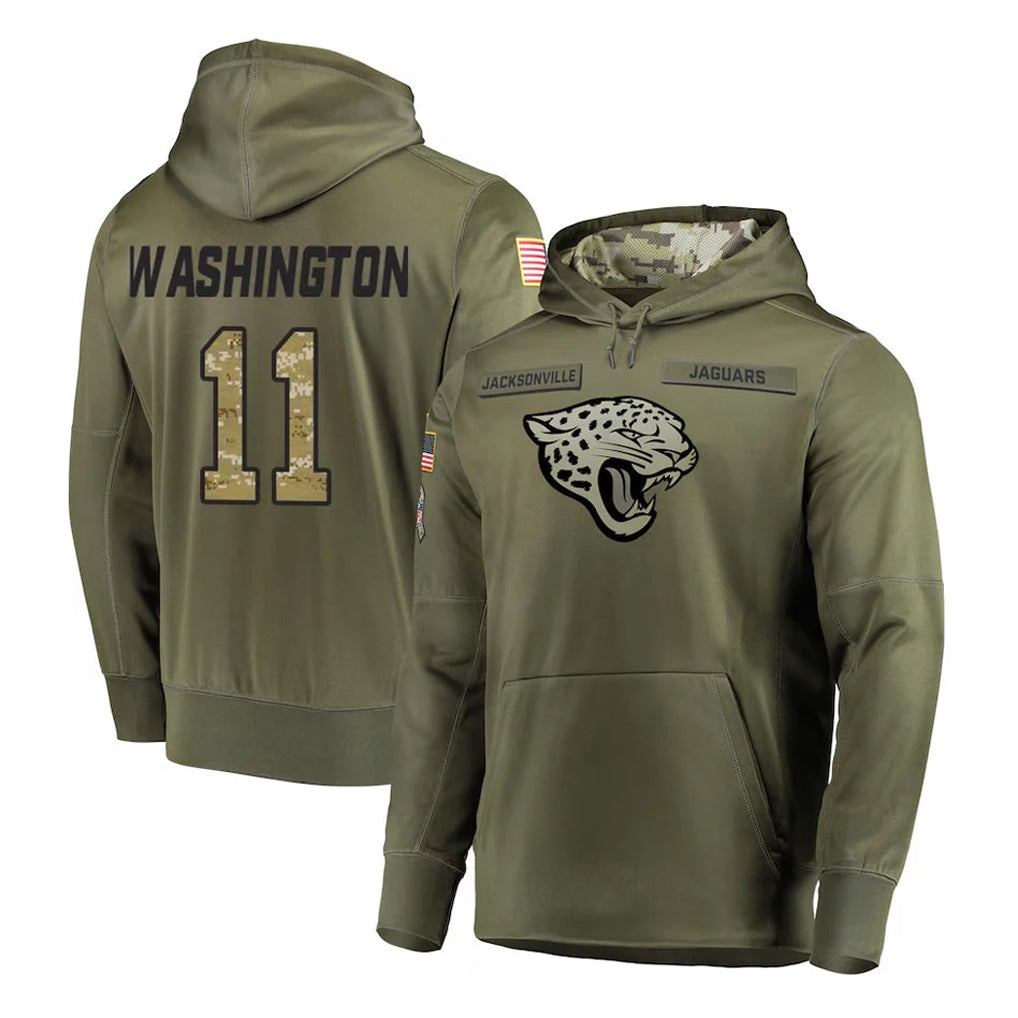 Ndoa J.Jaguars #11 Parker Washington Player Olive Salute to Service Pullover Hoodies Home Game Stitched Jerseys