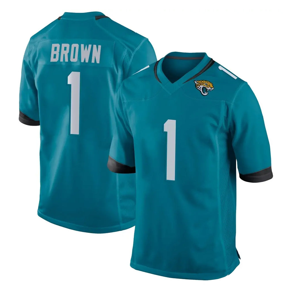 Ndoa J.Jaguars #1 Montaric Brown Player Teal Home Game Stitched Jerseys
